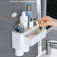 thumbnail image 3 of Automatic Toothpaste Dispenser With Wall Mounted Toothbrush Holder, 6 Toothbrush Slots, 2 Cups(gray), Toothbrush Holder Storage Shelf With Toothpaste, 3 of 5