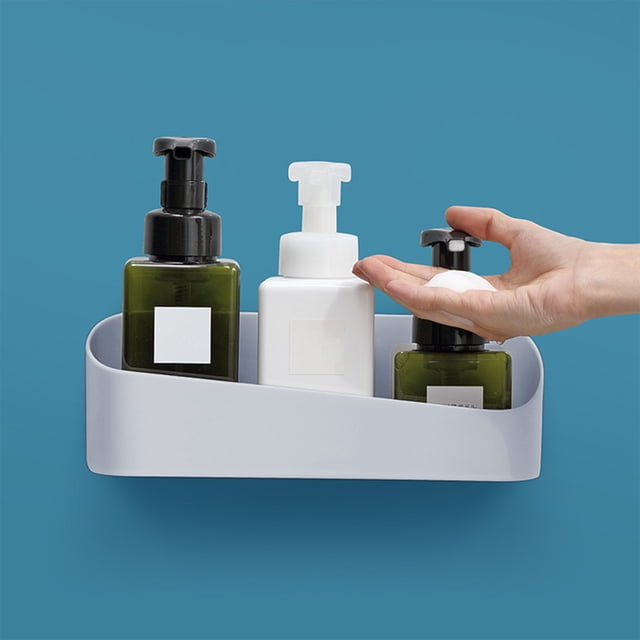 TIMIFIS Desktop Storage Rack Bathroom Strong Adhesive Wall Mounted Plastic Non Perforated Wall Storage Rack Geometric Shape Bathroom Storage Rack Toothbrush Holders