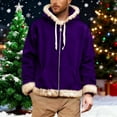 thumbnail image 4 of Christmas Outfits for Men Full Zip Hooded Jacket with White Faux Fur Trim Santa Claus Holiday Sweatshirt Coat (2XL, Purple), 4 of 5