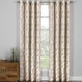 thumbnail image 1 of Pair (Set of 2) Catalina Leaf Swirl Jacquard Curtain Panels With Grommets - 108x63 - Brown, 1 of 3