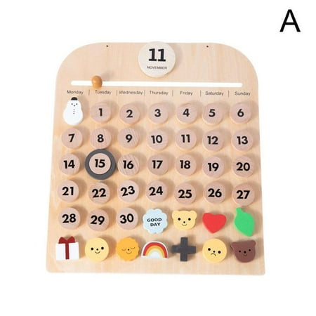 

buymore Wooden Learning Calendar calendar Table Time Year Month Weather Enlightenment Early Education Desktop Toy Pendant Ornament N1W6