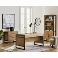 thumbnail image 4 of Modern Wood  Laminate Bookcase With Doors Fully Assembled Light Brown, 4 of 9