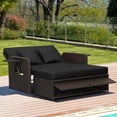thumbnail image 2 of Costway Patio Rattan Loveseat Set Daybed Lounge Storage Ottoman Side Tables Adjust Black, 2 of 10
