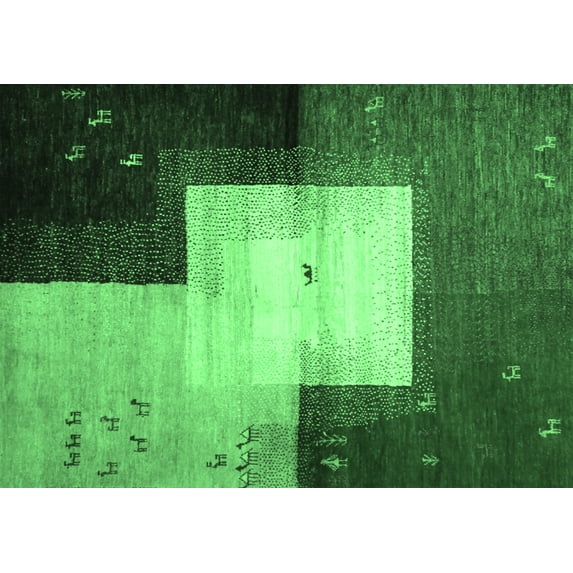 Ahgly Company Indoor Rectangle Abstract Emerald Green Contemporary Area Rugs, 8' x 12'