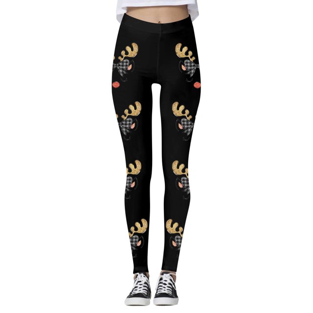 WILLBEST Leggings con Estampado de Renos Navideños para Mujer, Cómodos Pantalones Deportivos Ajustados de Yoga, Ropa Deportiva para Las Vacaciones, Pantalones Deportivos Bonitos Chica