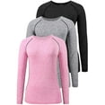 thumbnail image 1 of 3-4 Pack T-Shirt à Manches Longues Dry Fit pour Femmes Évacuant l'Humidité Tee à Manches Longues Compression Extérieure Course Tops d'Entraînement, 1 of 6