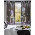thumbnail image 3 of Purple Flowers Sheer Curtains 39 Inch Length 2 Panels Set for Living Room/Bedroom, Weeping Spring Floral Bicycle Wooden Farmhouse Kitchen Curtains Grommet Curtains Window Treatments 27.5"x39"x2, 3 of 7