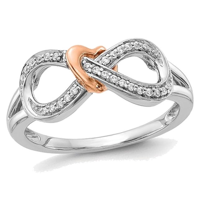 14K White and Yellow Gold Infinity Heart Promise Ring with Diamonds