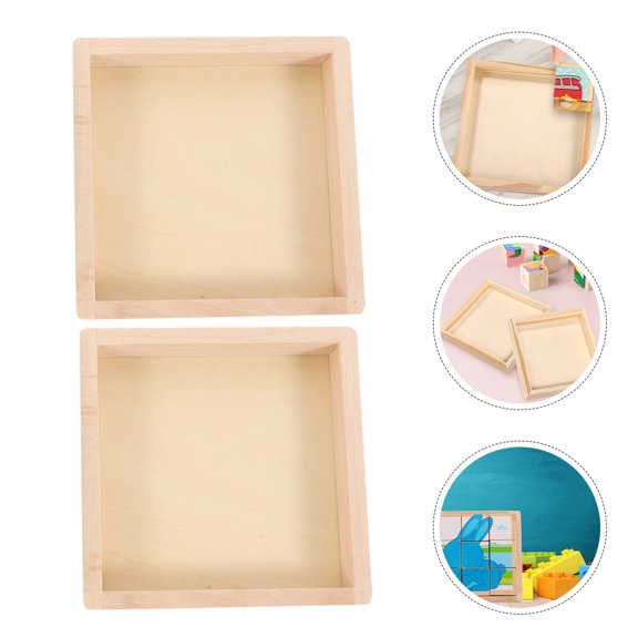 4pcs Wooden Nested Blocks Trays Square Puzzle Toy Trays Practical Blocks Storage Trays