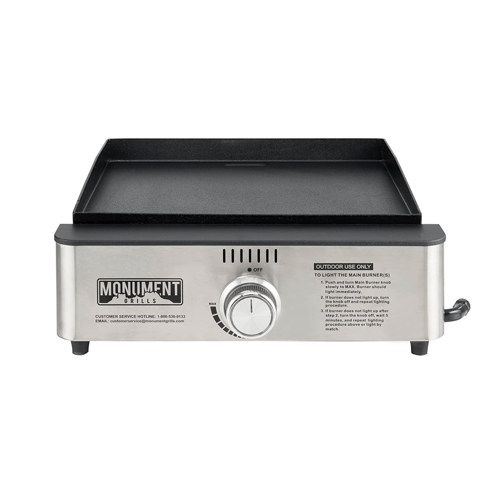 19 in. Single Burner Portable Table Top Propane Gas Griddle in Black