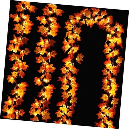 SKYSONIC [Timer & 3 Pack] 30 Feet Fall Garland with 60 Leafed Lights, Realistic Maples Leafed Battery Operated Autumn Decor for Thanksgiving Indoor Use