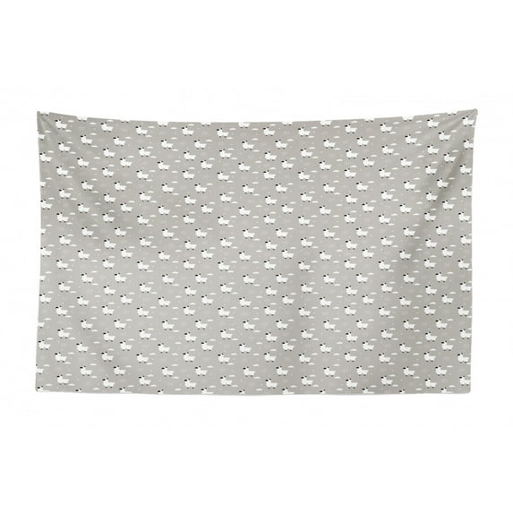 Abstract Tapestry, Boho Style Tribal Geometric Squares and Circles Triangles Contemporary, Fabric Wall Hanging Decor for Bedroom Living Room Dorm, 2 Sizes, Charcoal Grey White, by Ambesonne