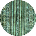 thumbnail image 1 of Ahgly Company Machine Washable Indoor Round Abstract Turquoise Blue Modern Area Rugs, 6' Round, 1 of 4
