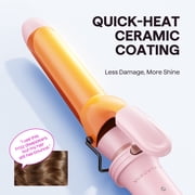Wavytalk Curling Iron Set, 3 in 1 Curling Wand Set with Curling Brush, Flat Iron, 1 1/4 inch Curling Iron, Dual Voltage, Pink