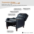 thumbnail image 3 of Genuine Leather Recliner Chair, Tina's Home Push Back Wood Leg Armchair Nailhead Living Room Navy, 3 of 6
