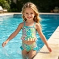 thumbnail image 5 of Lanbubble Girls 3 Piece Swimsuit Set Long Sleeve Rash Guard Tankini Bathing Suits Beach Swimwear 3-4 Years, 5 of 8