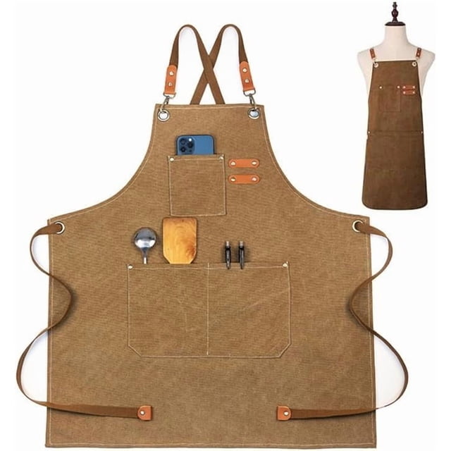 Delantales de Cocina, Mandiles de Cocina para Mujer, Delantal de Cocina Ajustables con 3 Bolsillos para Mujeres y Hombres, Impermeables, Ideales para Barbacoa, Arte y Restaurante