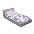 thumbnail image 3 of Ambesonne Floral Fitted Sheet & Pillow Sham Set, Foliage Leaves Purple, Queen, Lavender Lilac Beige, 3 of 3
