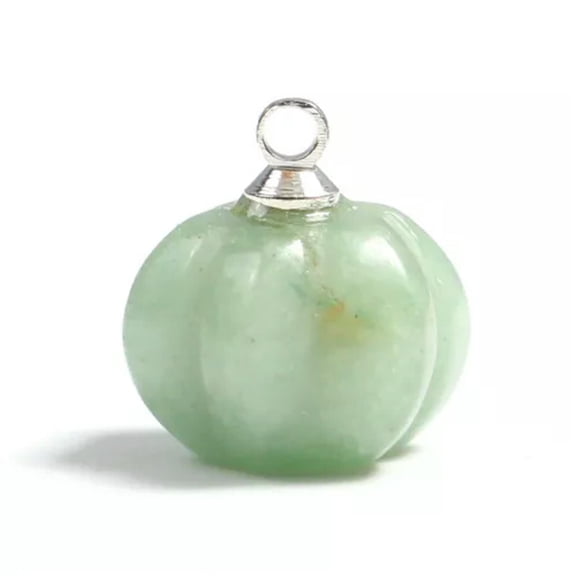 HOOUN Mini Crystal Pumpkin Pendant Natural Chakra Stone Carving Necklace Reiki Jewelry-Aventurine-Only 1PC
