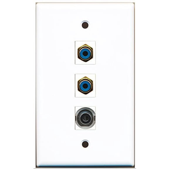 RiteAV - 2 Port RCA Blue and 1 Port 3.5mm Wall Plate