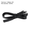 thumbnail image 2 of Uxcell 2Prong AC Power Cord 4ft 18 AWG 2Slot to C8 Female Cable Replacement Black, 2 of 5