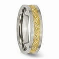 thumbnail image 4 of Titanium Matte Brushed Finish and Yellow IP-plated Ladies 6mm Wedding Band Ring Size 11, 4 of 7