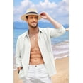 thumbnail image 3 of COOFANDY Mens Casual Beach Button Down Shirts Long Sleeve Cuban Camp Guayabera Shirts, 3 of 7