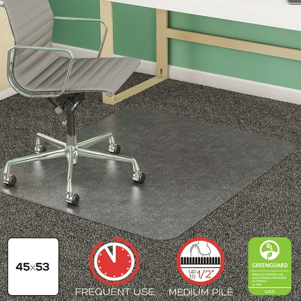 Deflecto SuperMat 45 x 53 Chair Mat for Medium Pile Carpet, Rectangular