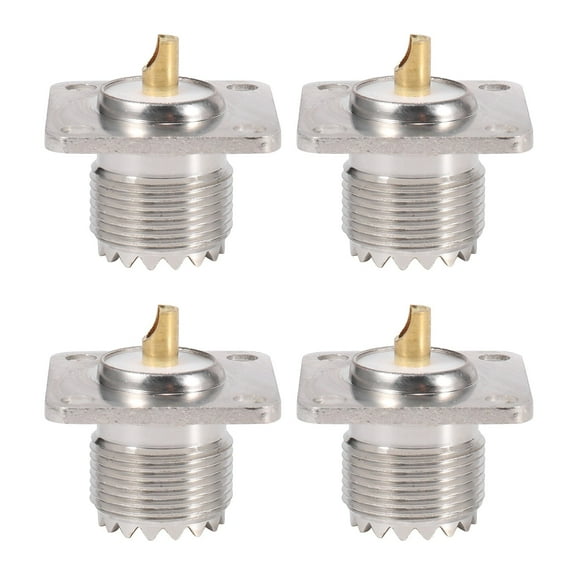 4X UHF SO-239 Female Jack Square Shape Solder Cup Coax Connector for Ham Radio