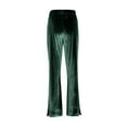 thumbnail image 5 of FRSASU Womens Velvet Wide Leg Pants Solid Casual Elastic Waist Straight Leg Stretchy Loose Long Pants with Pockets Army Green, 5 of 9