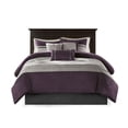 thumbnail image 2 of GDF Studio 7-Piece Cozy Queen Comforter Set, Faux Suede Bedding Set with Embroidered Pillows, Purple, 2 of 11