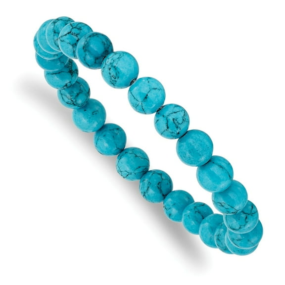 Primal Blue Turquoise Agate Beaded Stretch Bracelet