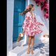 thumbnail image 5 of Vestido de Otoño para Mujer, Cuello en V, Larga, Cintura Elástica, Estilo Bohemio, para Playa, Resort, Floral, Minivestido de Verano Rojo M, 5 of 10