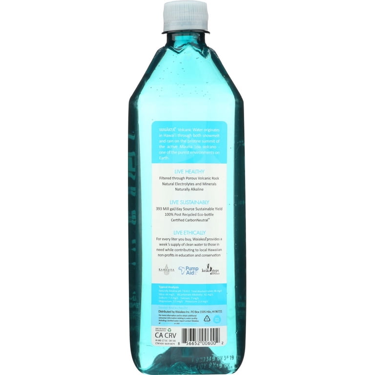 Waiakea Hawaiian Volcanic Alkaline Water – 500ml (16.9 Oz) Bottles, Single