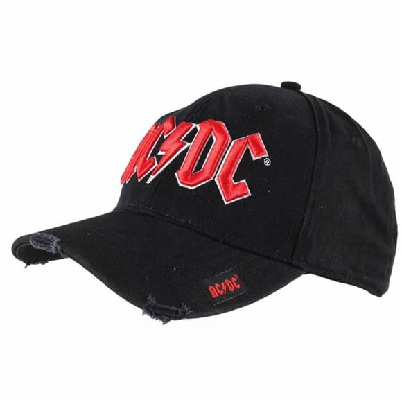 AC-DC 875641 AC-DC Logo Distressed Adjustable Snapback Hat, Black
