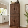 thumbnail image 2 of ELYKEN 72" Kitchen Pantry Storage Cabinet with Adjustable Shelves and Drawer, Rustic Brown, 2 of 8