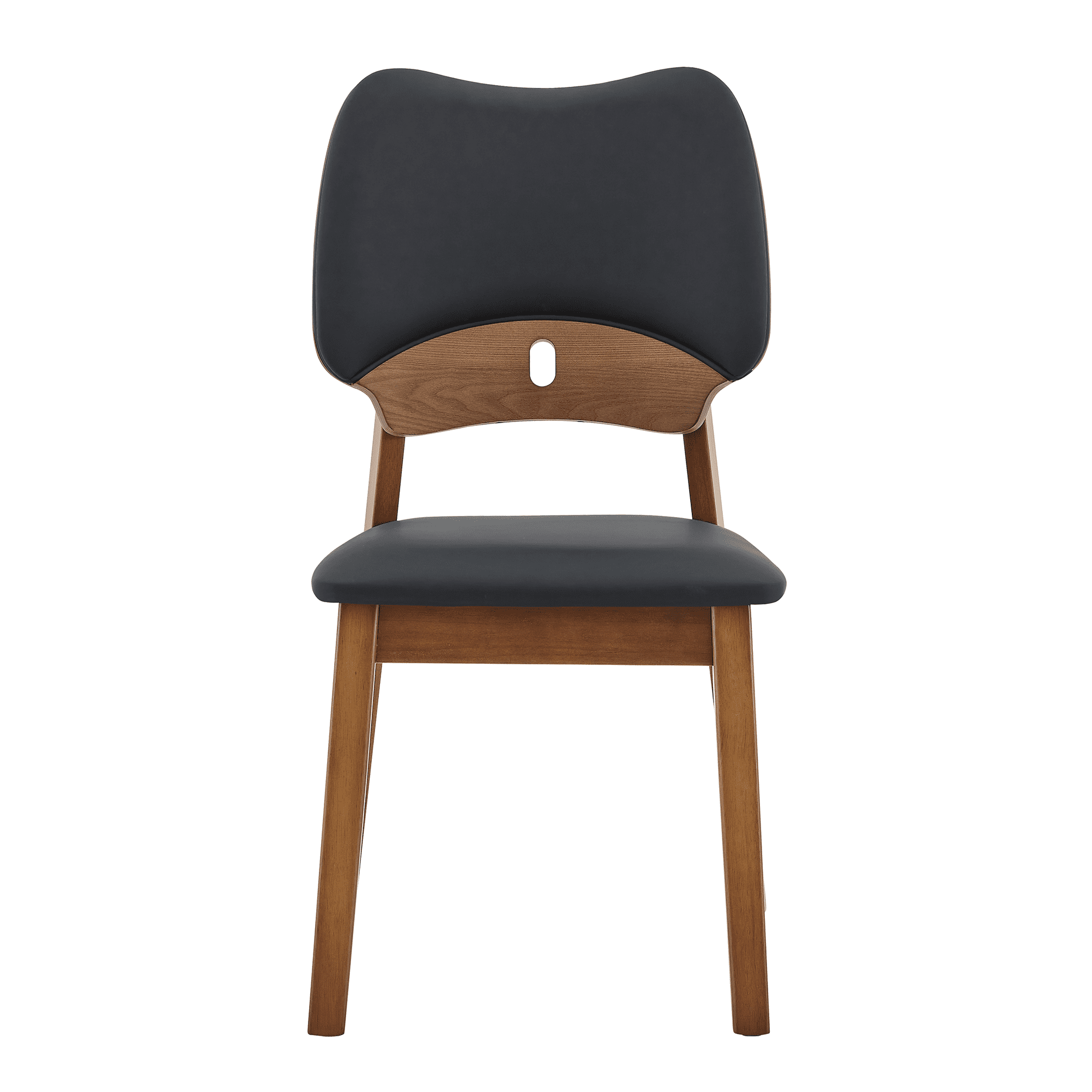 Leumius Dining Chairs Set of 2, Black PU Soft Packaging on the Backrest and Seat Cushion, Hollowed Out Backrests for Kitchen Dining Room