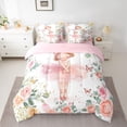 thumbnail image 2 of jejeloiu Ballerina Girl 7-Piece Twin Bedding Sets,Ballet Dancer Bedding Comforter Set,Pink Flowers Floral Sheet Sets For Teens,Breathable Home Decor Reversible, 2 of 8