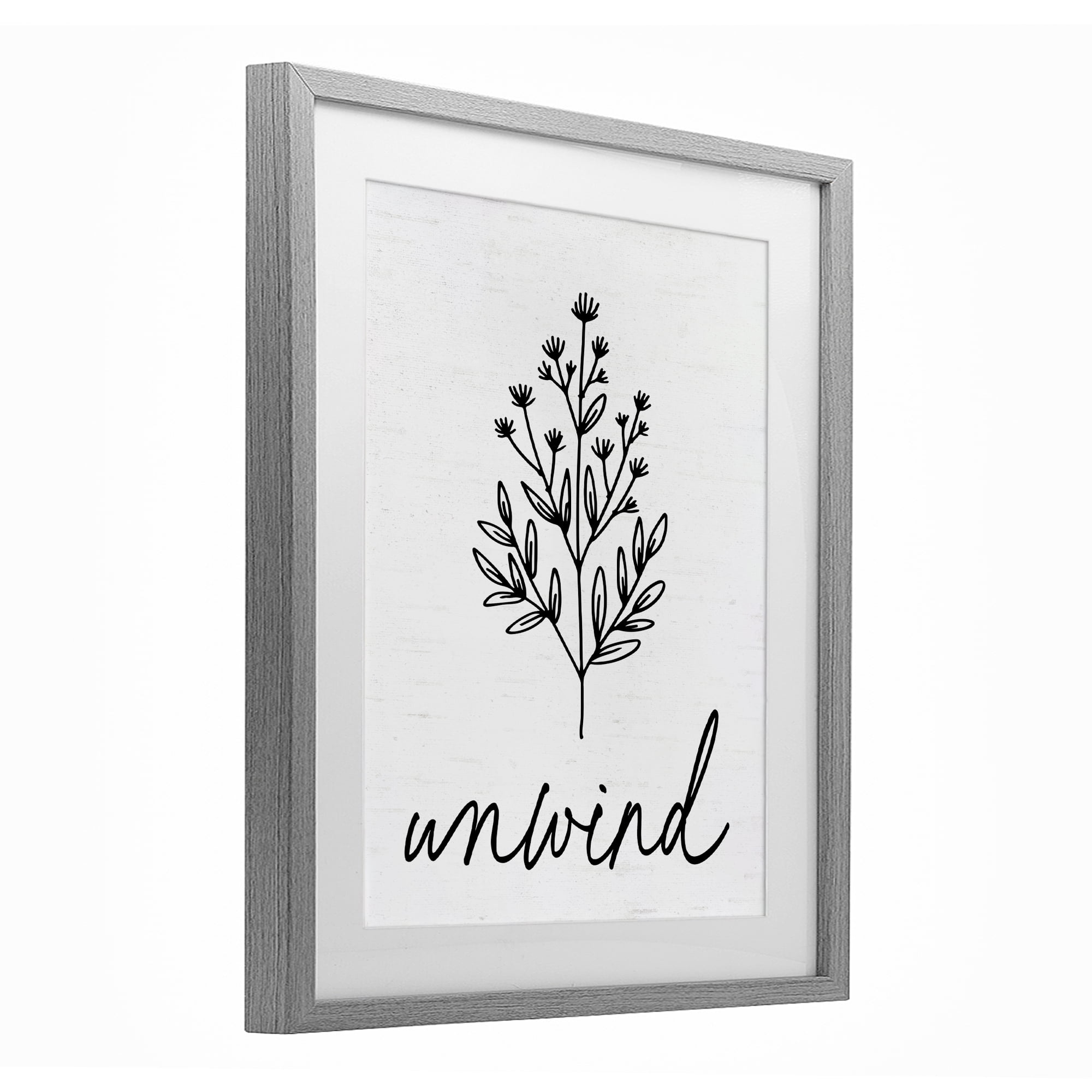 Bathroom Herb Unwind Gray Framed Print Under Glass, design by Lettered and Lined
