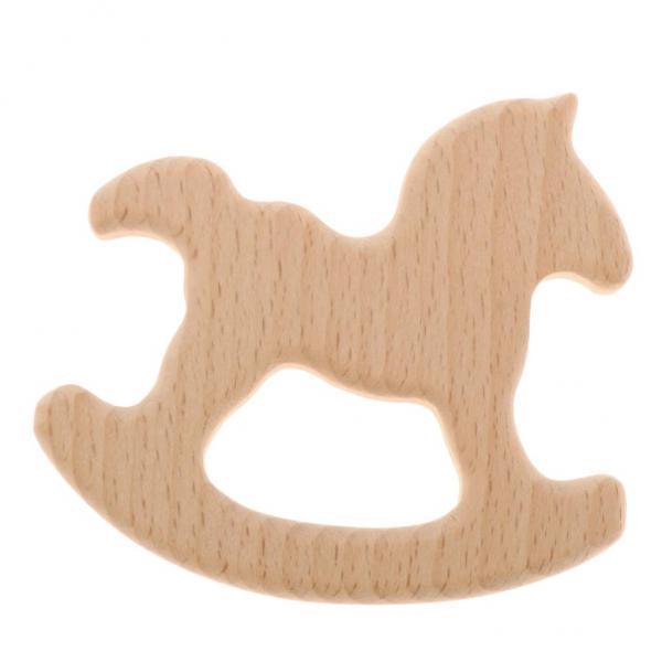2 Mordedores De Madera Natural Para Bebé, Juguete Para Dentición, Caballo De Madera Para Regalo Yinane Colgante mordedor de madera