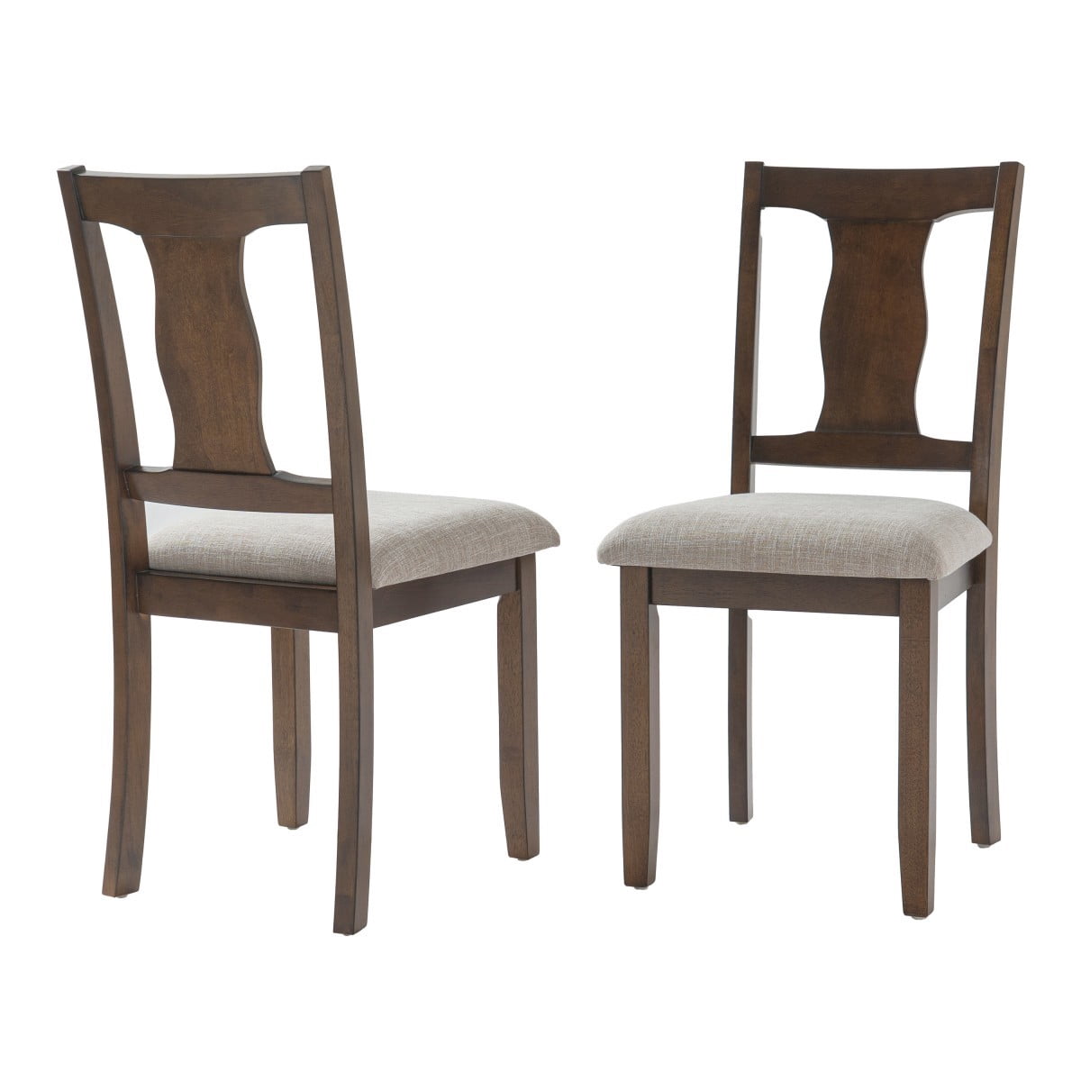 Dining Chairs Set of 2, Mid Century Modern Wood Chairs with Padded Upholstered Seats, High Backrest, Accent Kitchen Chairs, Brown Beige