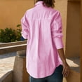 thumbnail image 4 of Olyvenn Women's Button Down Striped Shirts Oversized Long Sleeve Blouse Dressy Collared Boyfriend Tunic Tops Pink XXL, 4 of 8