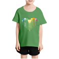 thumbnail image 2 of Qingpeng Girls Casual Short Sleeves T Shirts Kids Loose Soft Heart Print Tunic Tops, 2 of 7