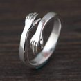thumbnail image 2 of Sterling Silver Rings for Women, Vintage Hugging Hands Ring Adjustable Sterling, 2 of 5