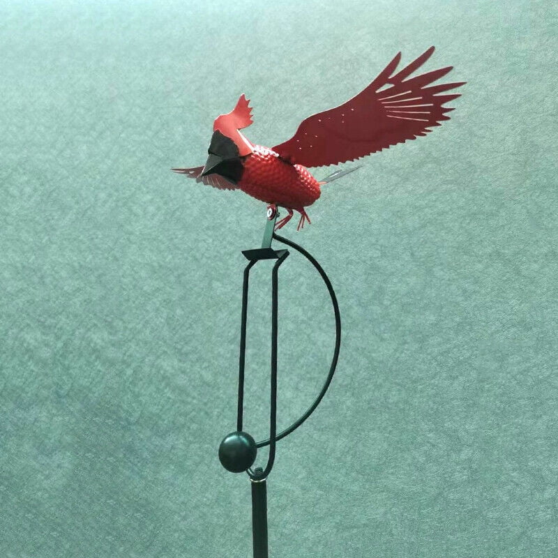 JahyElec Cardinal Yard Stake,Wind Powered Balancing Flying Cardinal