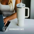 thumbnail image 4 of Stainless steel tumbler 1.2 liter， Chill for 11 hours， Freeze for 48 hours， Water bottle with straw, handle and lid ，Dishwasher safe ， Travel mug for cold or hot drinks,White, 4 of 5