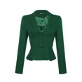 thumbnail image 2 of INSPIRE CHIC Work Short Blazer for Women's Back to School Teacher Outfit Lapel Collar Long Sleeve Ruffle Casual Office Jacket XL Dark Green, 2 of 6