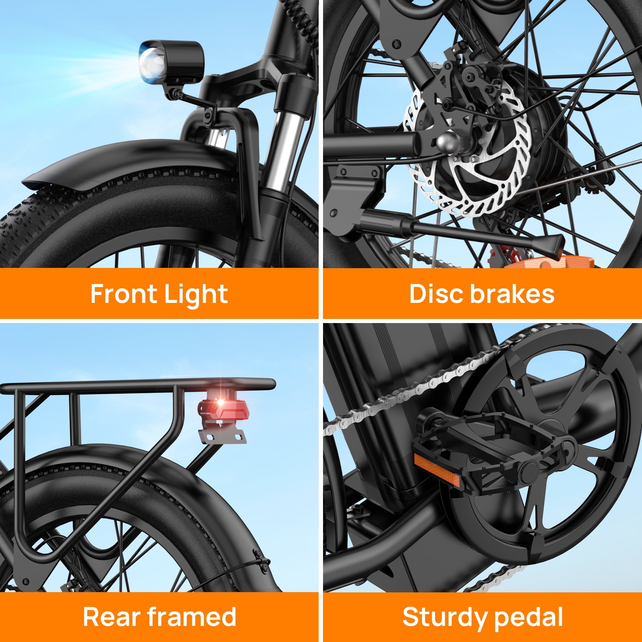 URLIFE 20" Electric Bike for Adult, 750W Peak Motor, 48V 13AH Remobavle Battery, 7-Speed Commuting Ebike, UL2849-Black