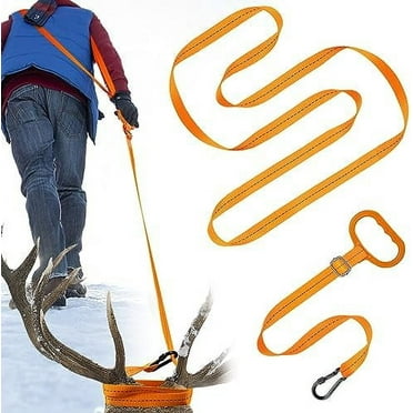 Deer Drag Harness Rope Strap Set - 1700lbs Load Hunting Gear Accessories for Men Women Hunter Pull Deer Animal Wood, Sturdy 1" Wide Nylon Straps with Handle (Total Length 10.9ft) Orange Orange