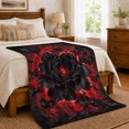thumbnail image 6 of Dark Layered Flower Against Radiating Crimson Light, Cozy Flannel Blanket with Dramatic Floral Fantasy Print, Housewarming Gift for Dark Fantasy Florals, Home Decor for Bedroom and Living Room, 6 of 7